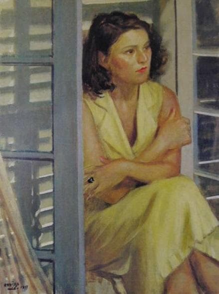 小磯良平、【窓辺】、希少な限定額装用画集画、新品高級額 額装付、状態良好