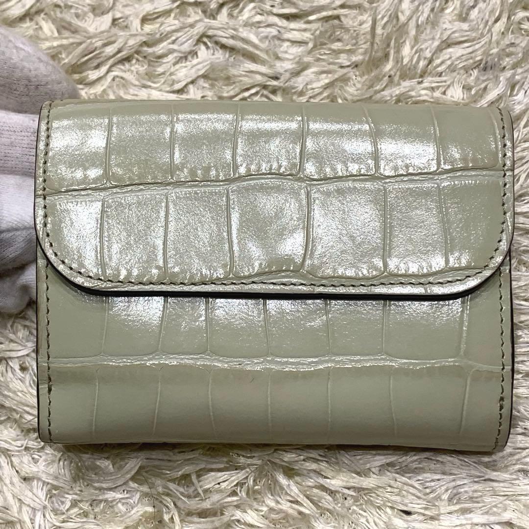 美品✨Chloe クロエ トリフォールド c金具 クロコ型押しレザー 三つ折り