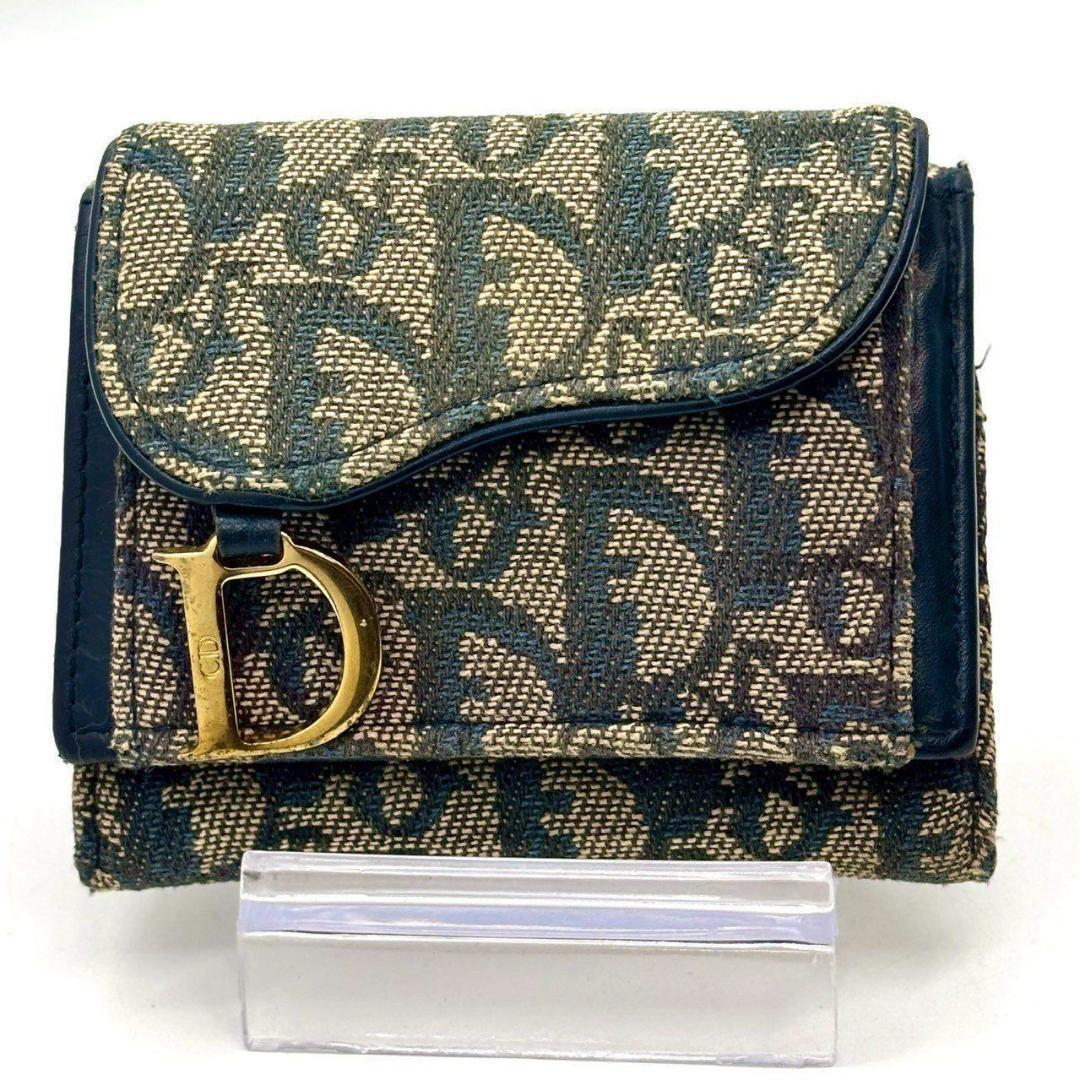 s*o様 クリスチャンディオール 三つ折り財布 トロッター柄 Dロゴ キャンバス