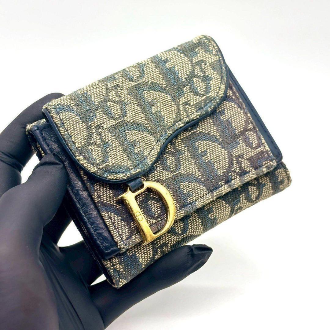 s*o様 クリスチャンディオール 三つ折り財布 トロッター柄 Dロゴ キャンバス