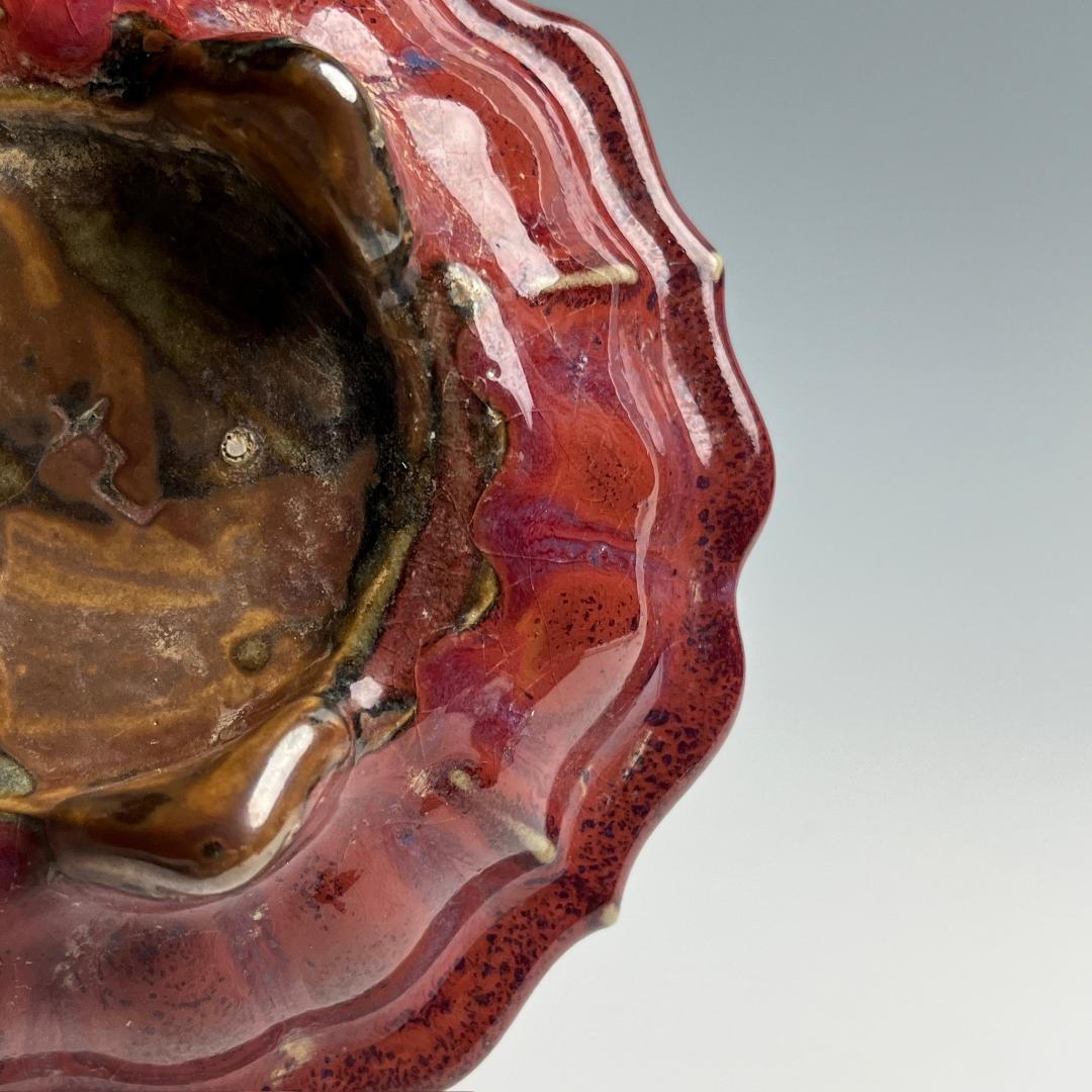 鈞窯 玫瑰紫釉陵花鼓釘三足洗 款 唐物 中国古玩 中国美術 A802as