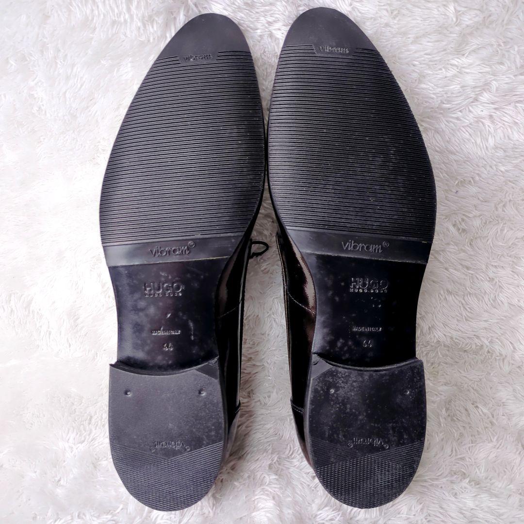 美品 ヒューゴボス ビジネスシューズ ドレスシューズ エナメル メンズ ブラウン