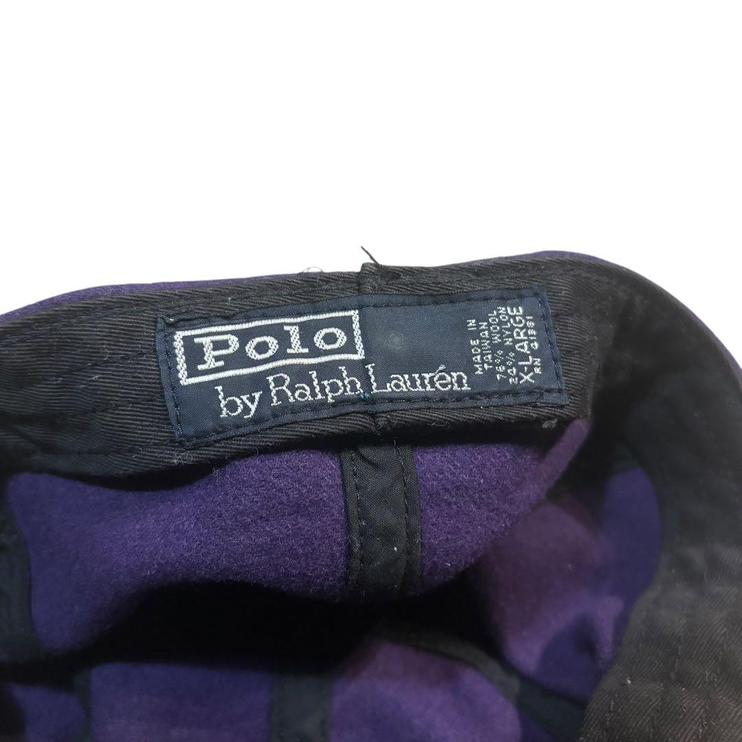 90s Polo Ralph Lauren ライオン刺繍 ウールキャップ 紫