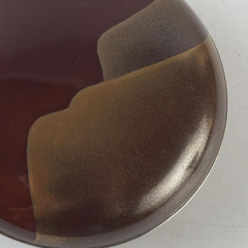 茶道具　山中塗師　新谷清　漆峰作　遠山蒔絵　錫縁　香合　共箱　V　9253