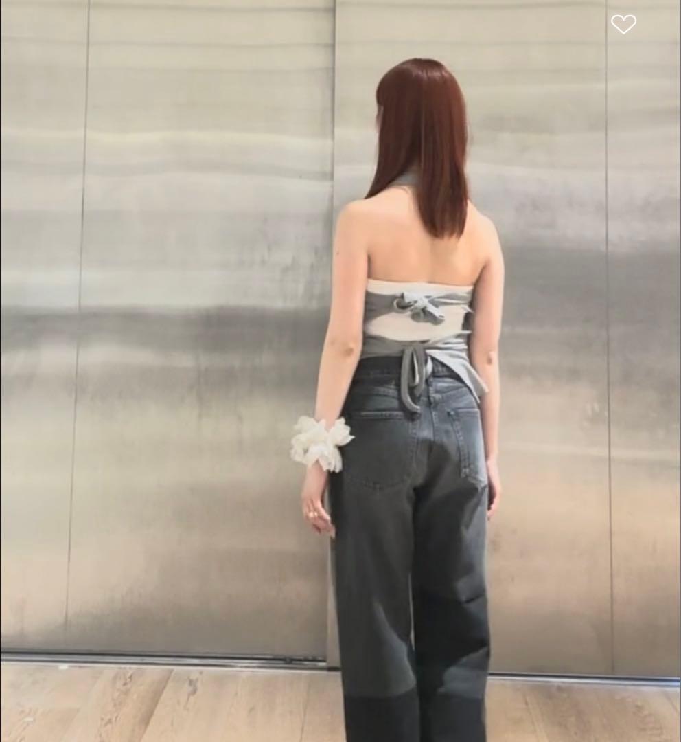 ATTISESSION インナーパット付き バックタイ ホルターネックトップス