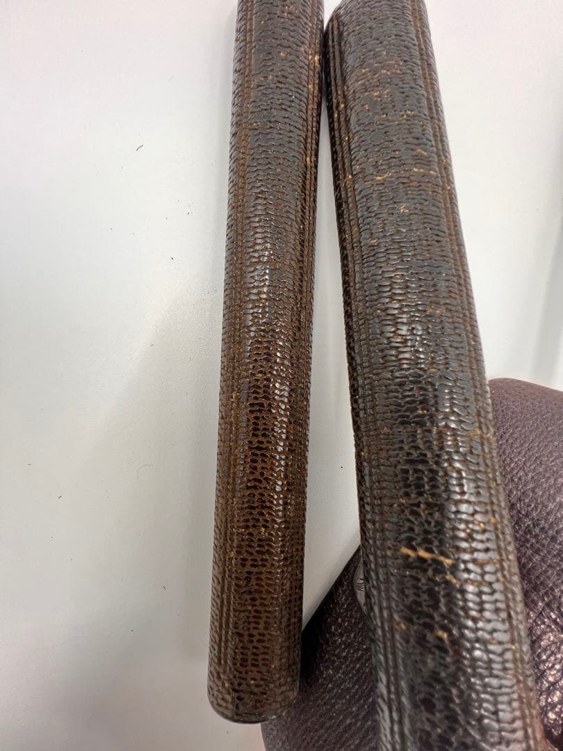 明治〜大正期 人物彫金刻印有 キセル一式 煙管 竹胴 皮袋・筒付