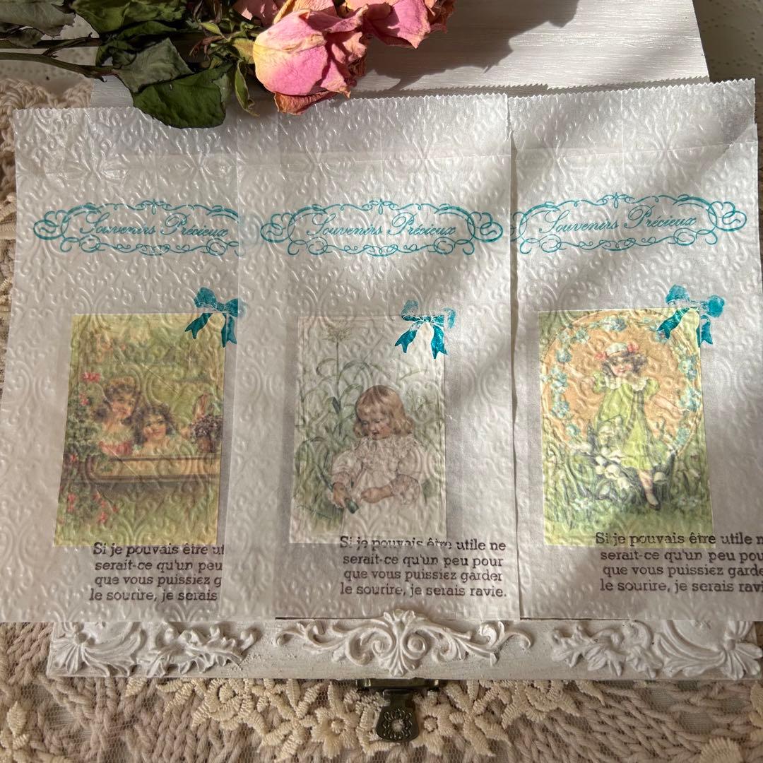 〜アンティーク少女のコラージュB♡カラースタンプ〜グラシン封筒♡おすそ分け♡