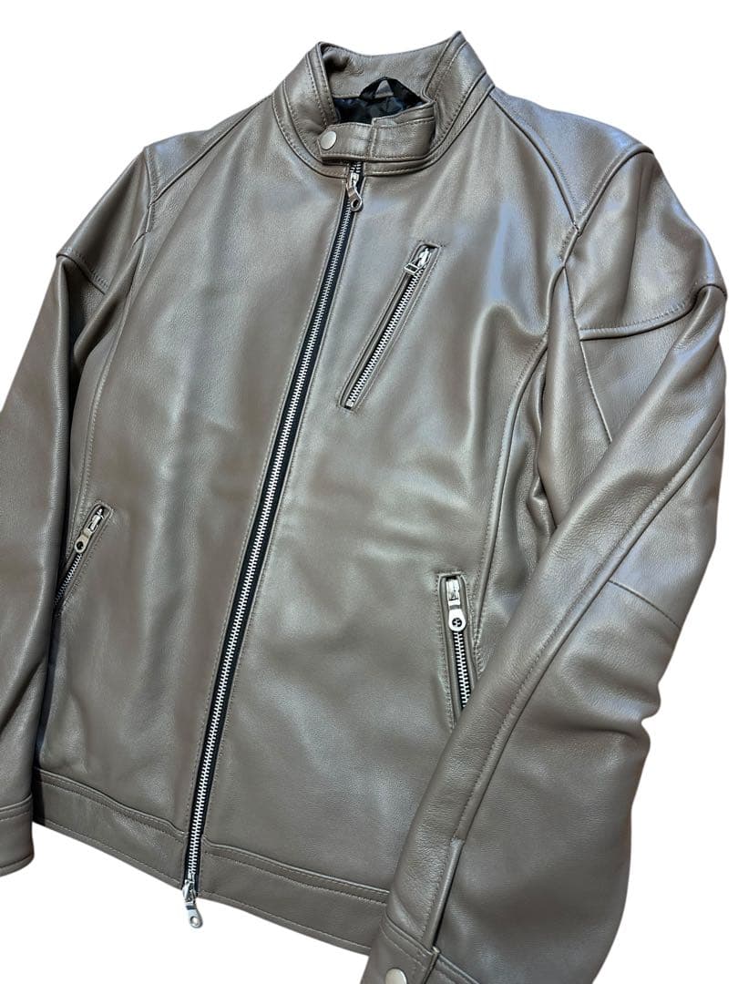 M希少！新品同様！メンズビギ ラトルトラップ 本革シングルライダース ラムレザー