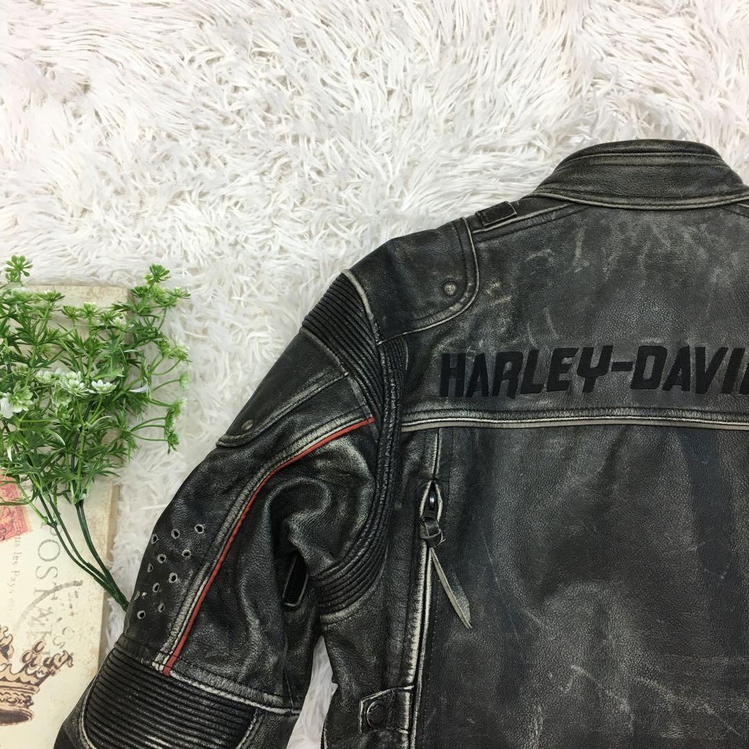ハーレーダビッドソン レザージャケット シングル ライダース グランジ Y2K