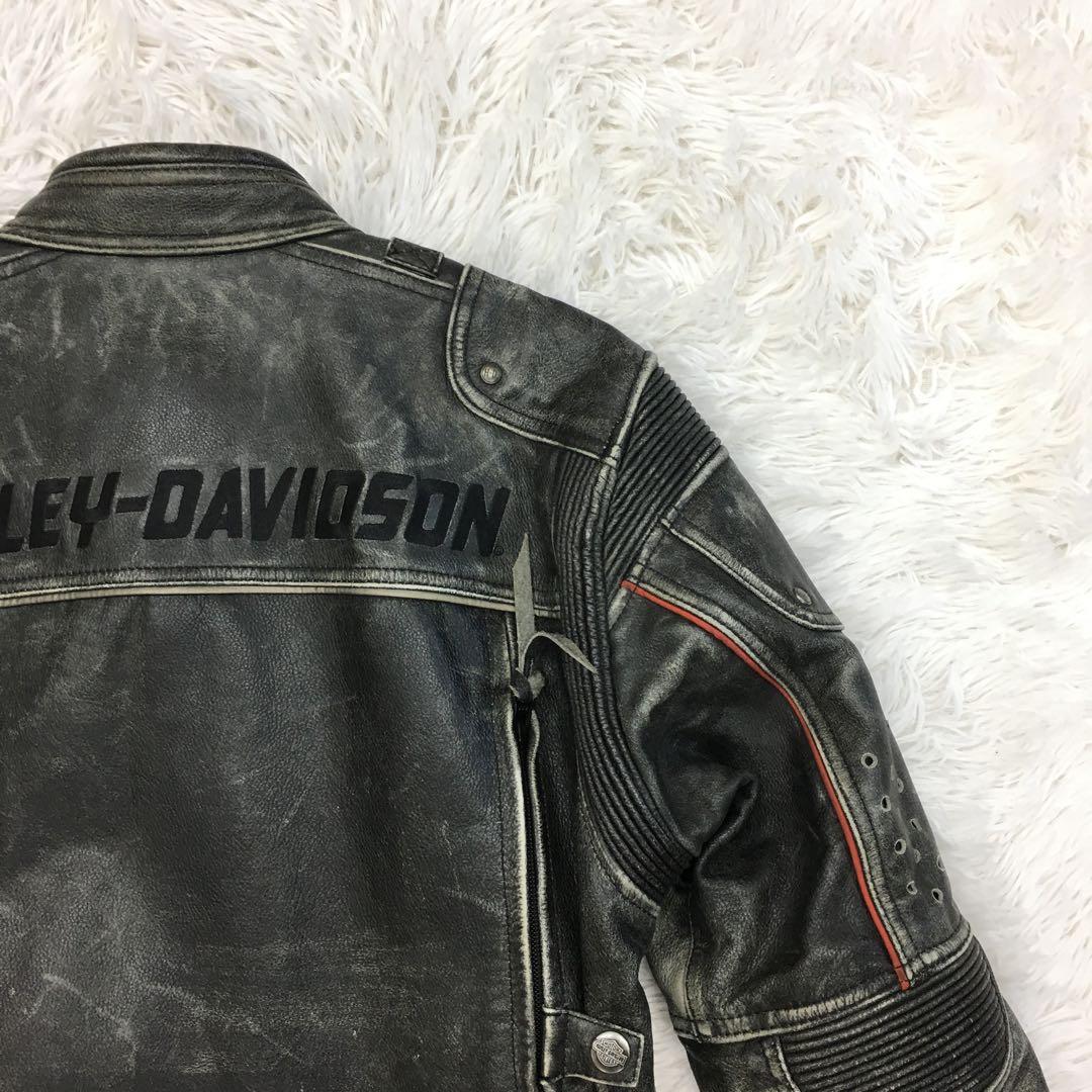 ハーレーダビッドソン レザージャケット シングル ライダース グランジ Y2K