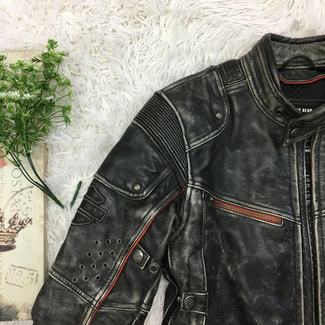 ハーレーダビッドソン レザージャケット シングル ライダース グランジ Y2K