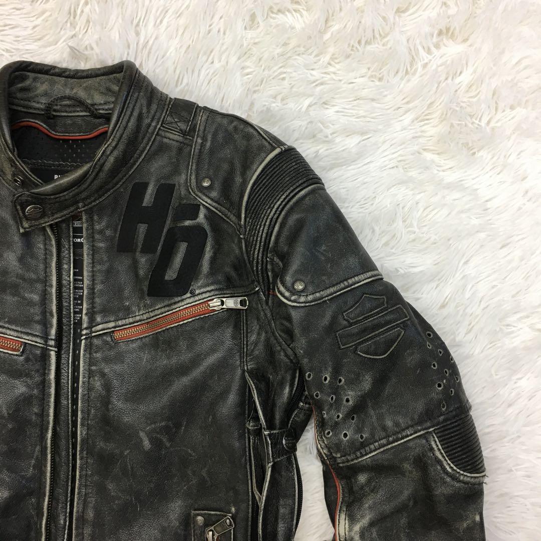 ハーレーダビッドソン レザージャケット シングル ライダース グランジ Y2K