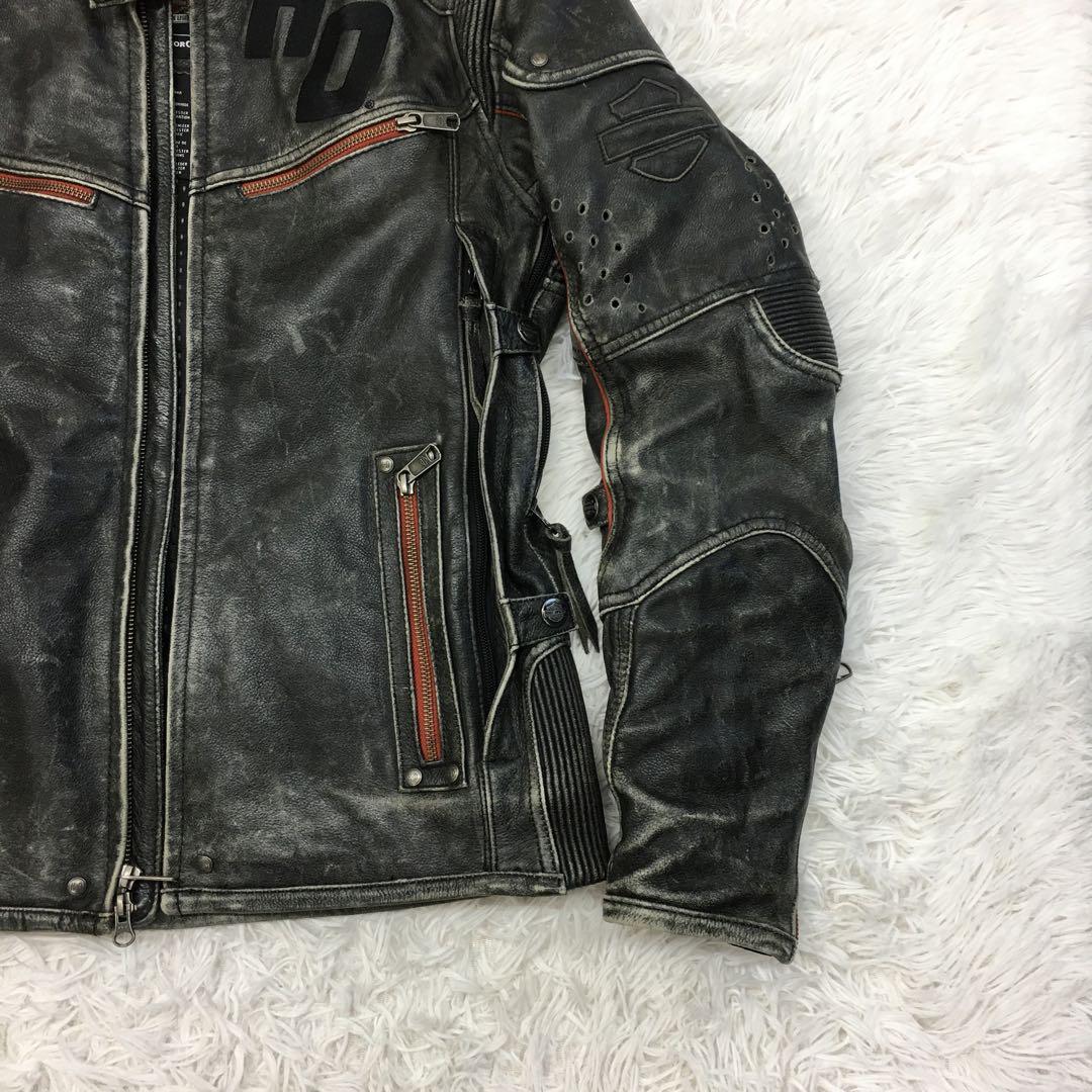 ハーレーダビッドソン レザージャケット シングル ライダース グランジ Y2K