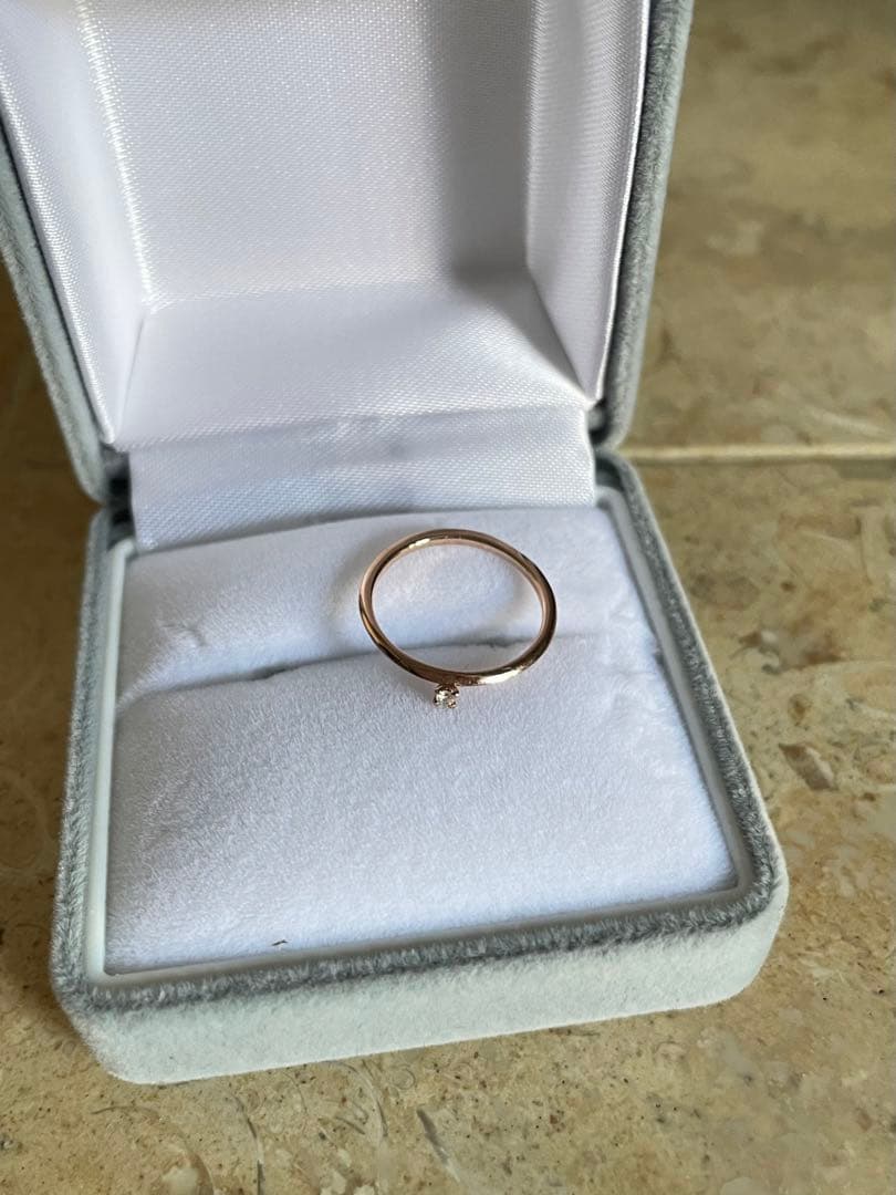 【agete】アガット K10PG ピンクゴールド 一粒ダイヤリング 4号