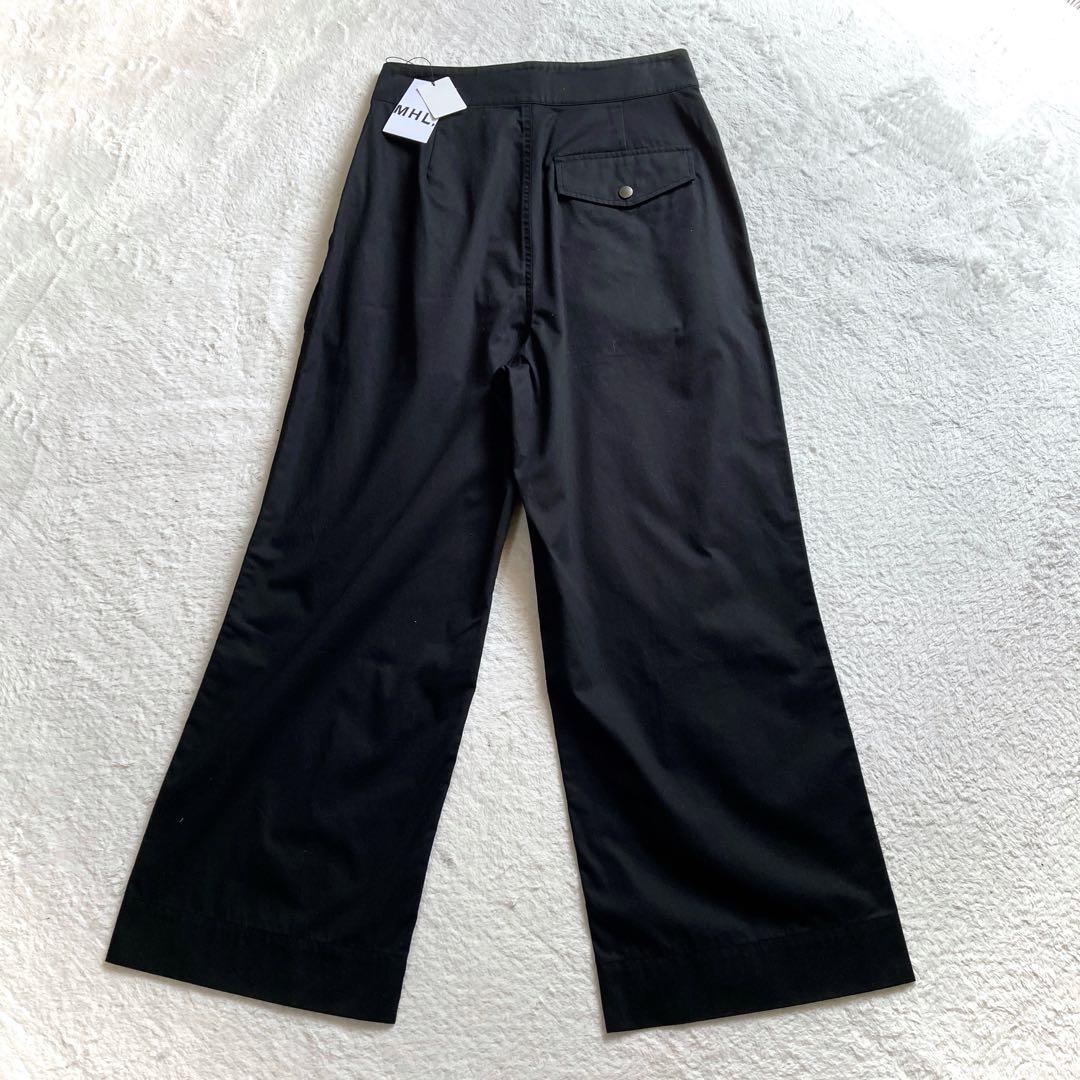 新品タグ MHL. ワイドパンツ SOFT DENSE COTTON 黒 M 2