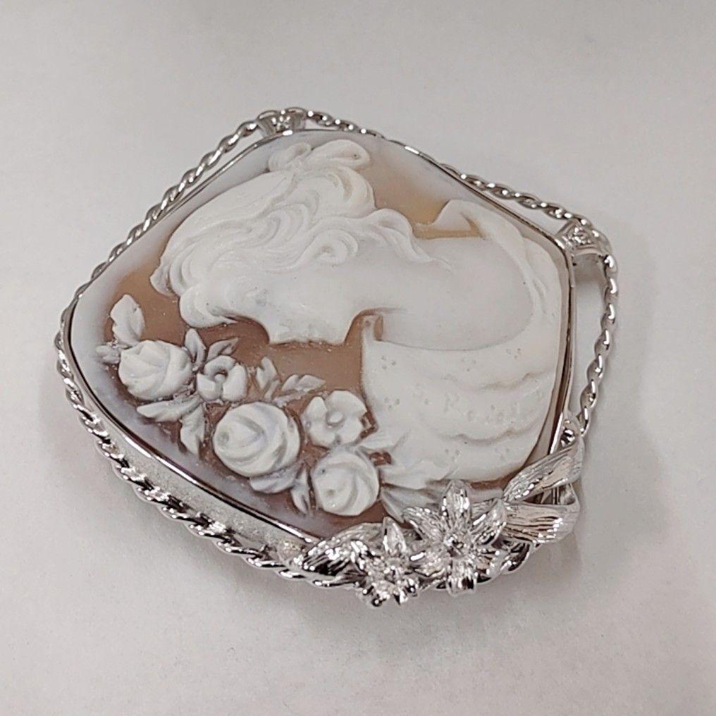 ＳＶ９２５ シェルカメオ ダイヤモンド付き ブローチ ペンダント他２点セット