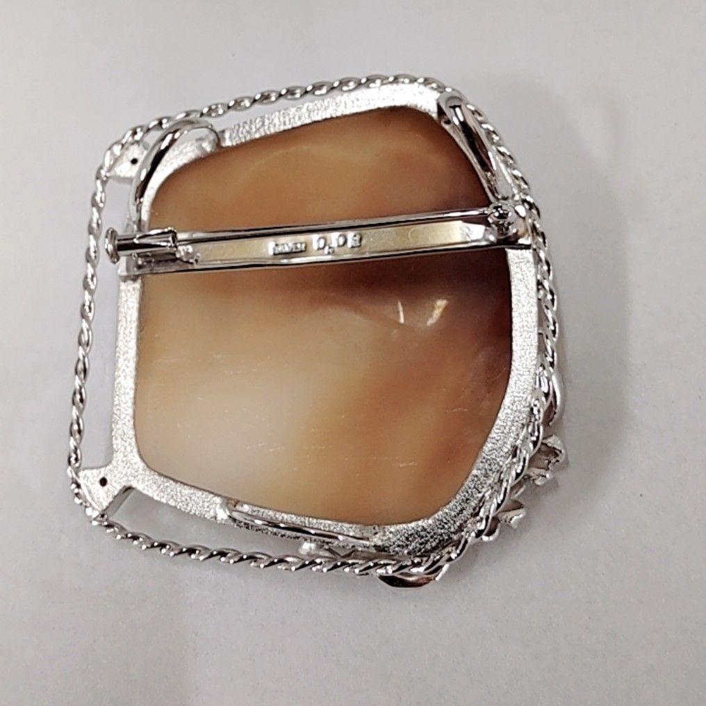 ＳＶ９２５ シェルカメオ ダイヤモンド付き ブローチ ペンダント他２点セット