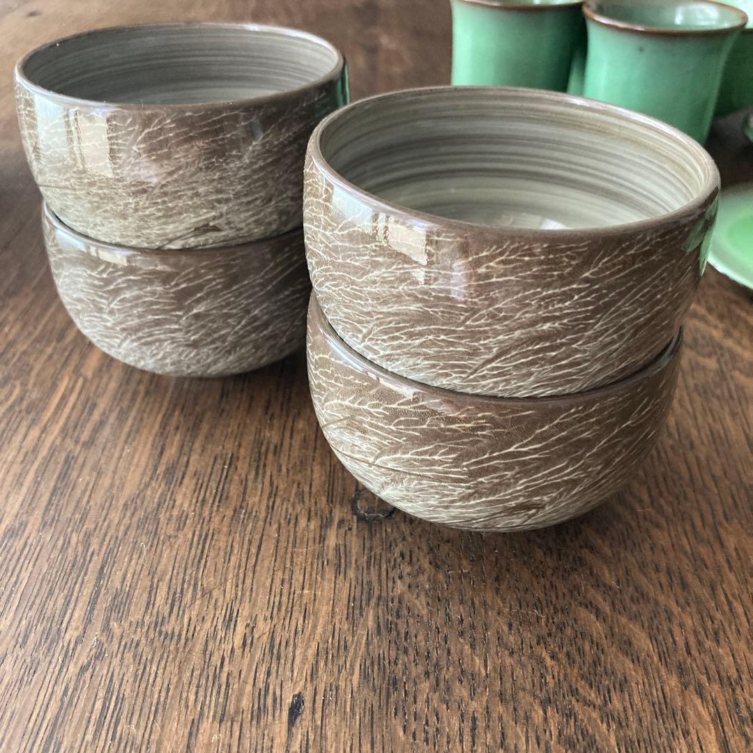 現川焼　臥牛窯　食器　まとめ　珈班碗皿　湯呑　菓子鉢　小皿　茶道具　16点