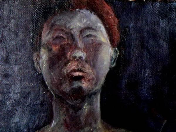 ♥値下げ！　大きな 　油彩画　Ｆ１５号　【人物】　油絵　アンティーク　レトロ