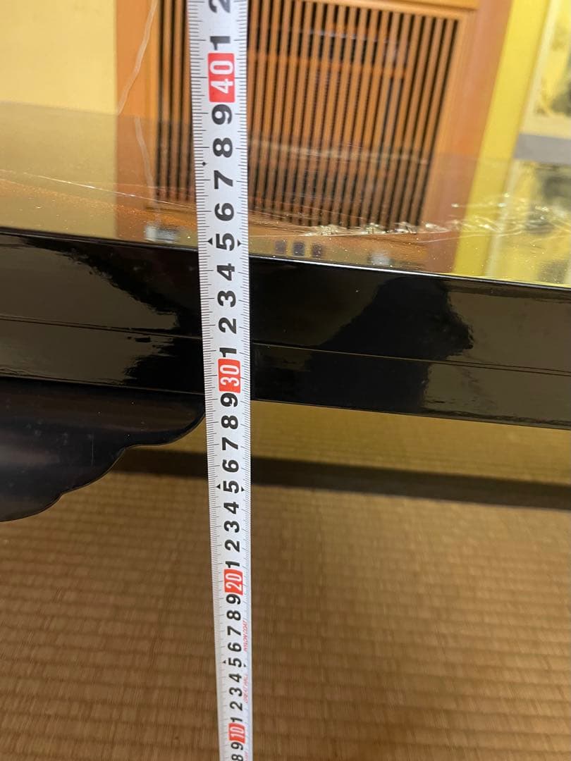 螺鈿細工 鶴 松 木製漆塗り 大型座卓 センターテーブル 貝殻細工 和風座卓