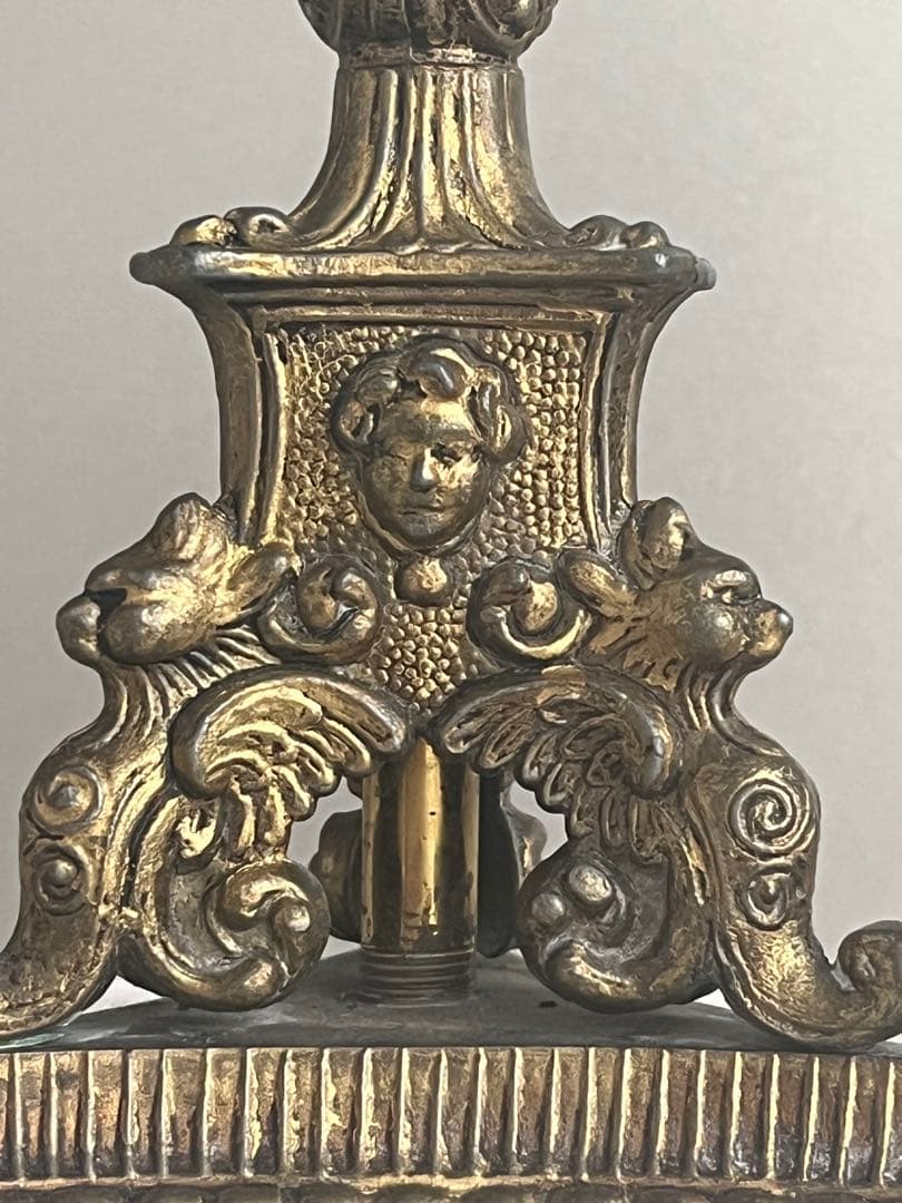 イタリア　キャンドルホルダー　蝋燭立て　電気ランプ台　真鍮