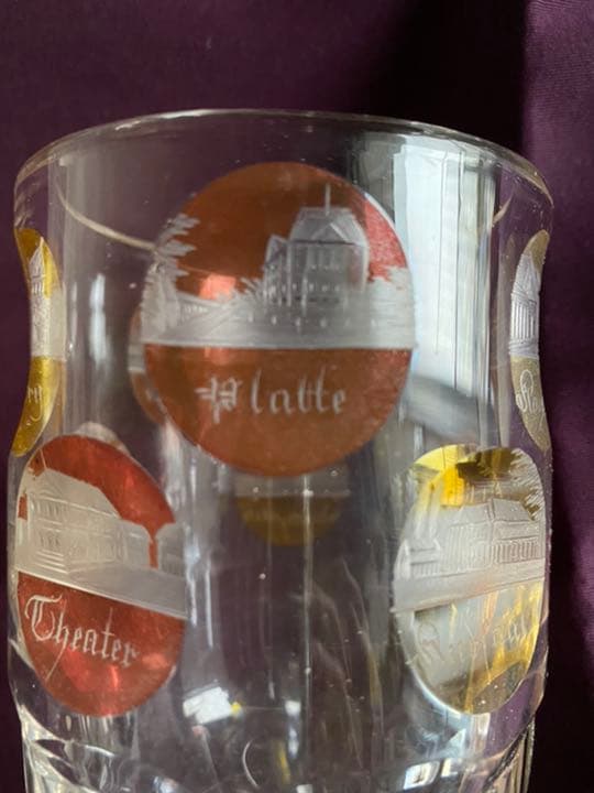 1848年アンティーク　ゴブレット　彩色インタリオガラス