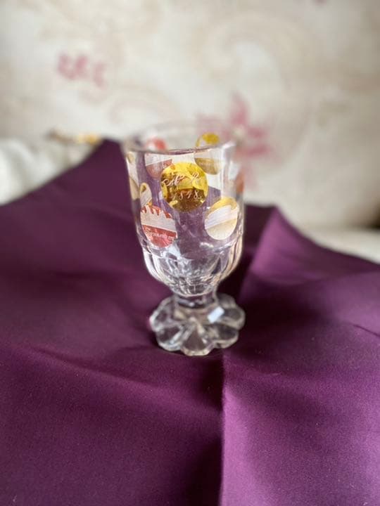 1848年アンティーク　ゴブレット　彩色インタリオガラス