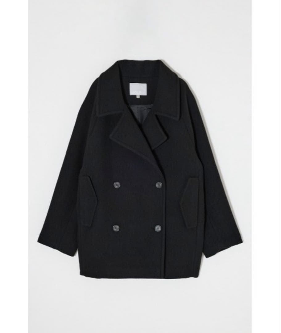 moussy DOUBLE BREASTED MID コート ブラック