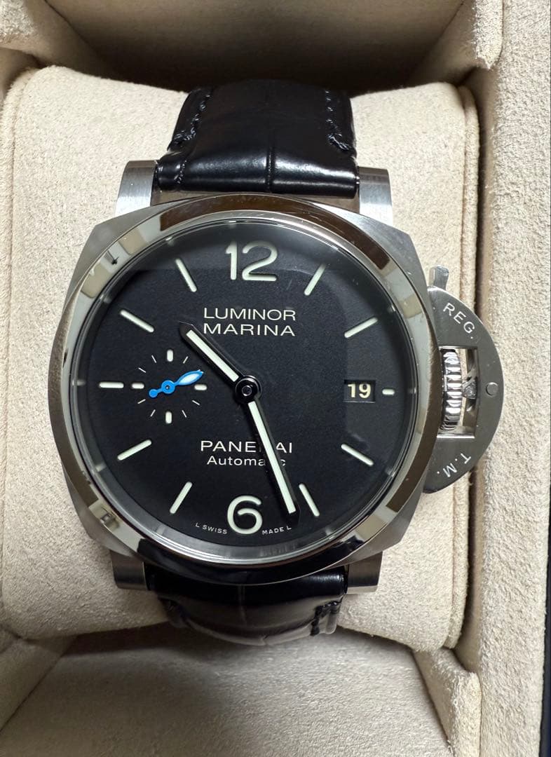 レ*実様 パネライ　ルミノールマリーナクアランタ40mm　箱、保証書、ラバースト