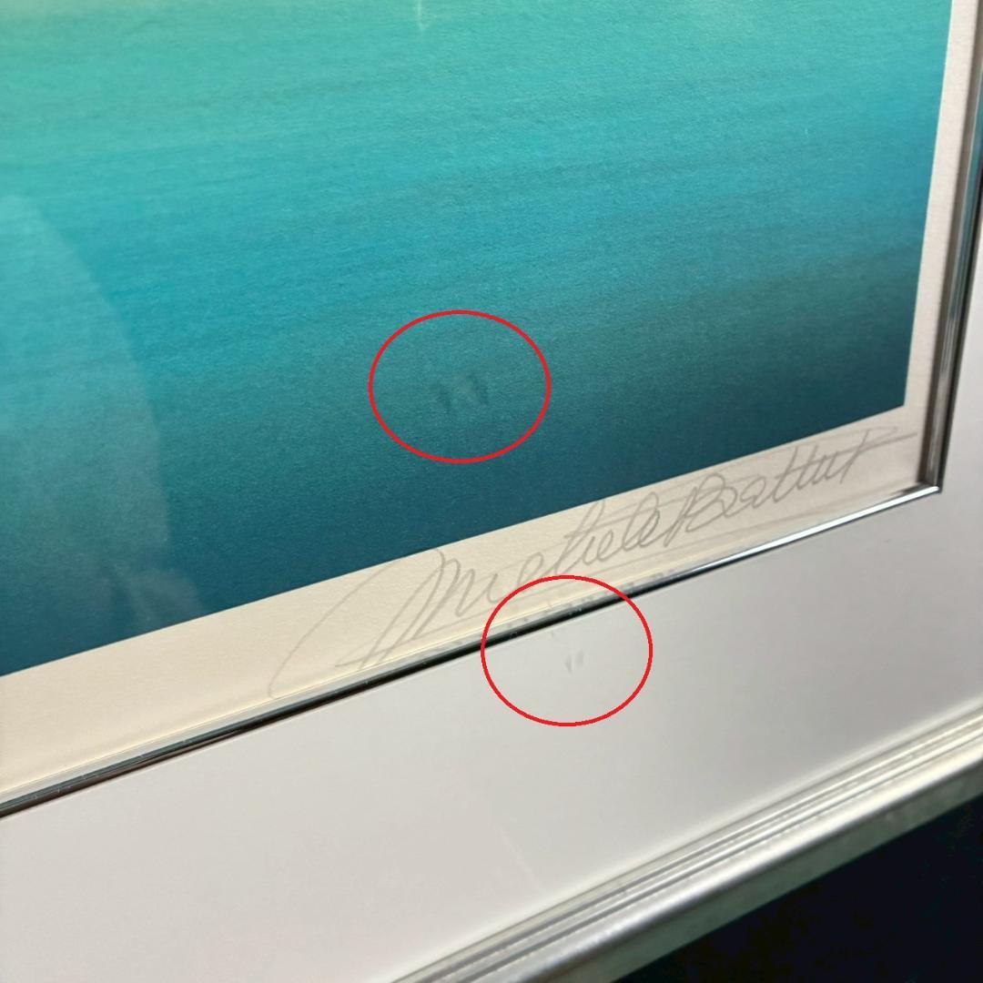 美品 ミッシェル・バテュ「トロピカル」リトグラフ 直筆サイン入 海の風景画