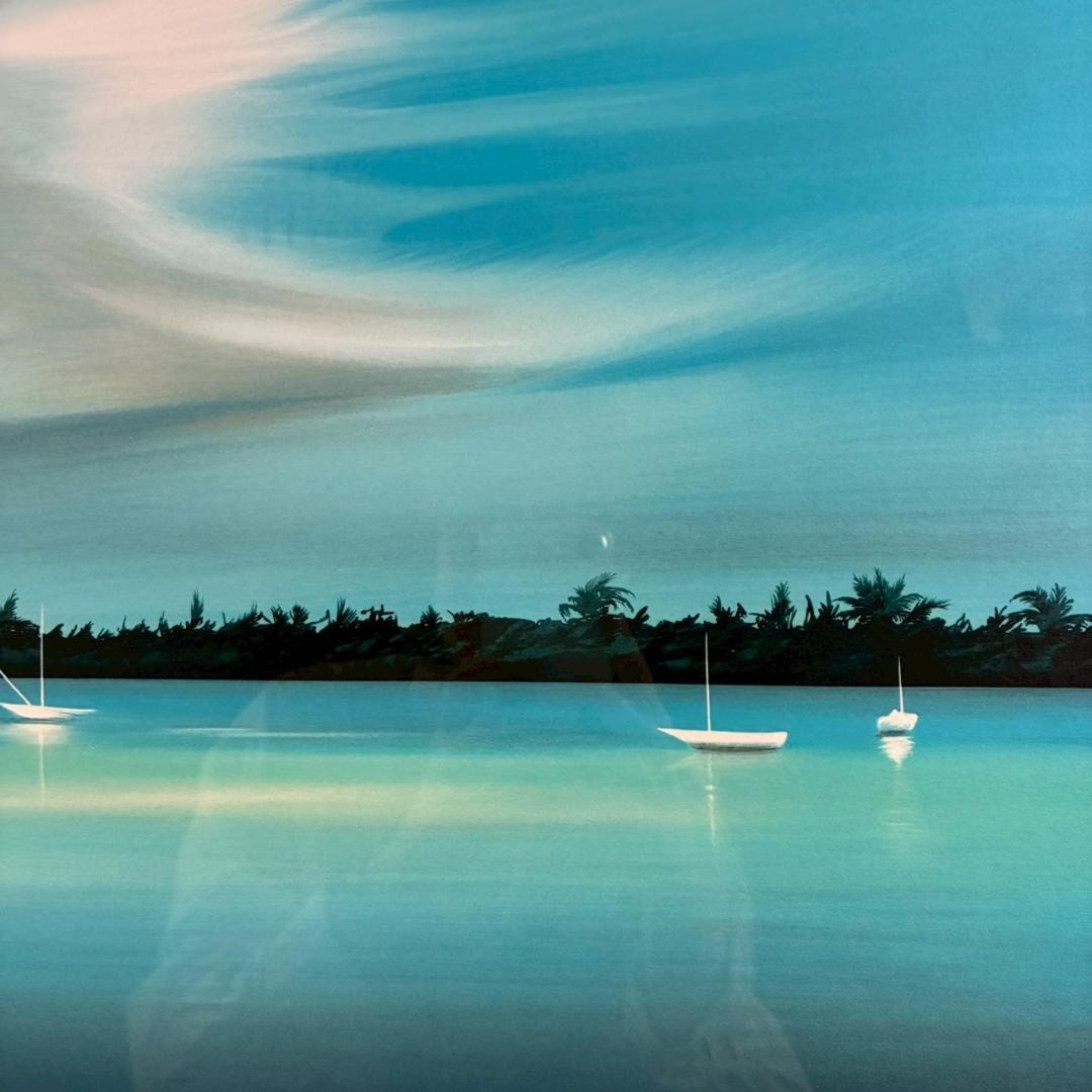 美品 ミッシェル・バテュ「トロピカル」リトグラフ 直筆サイン入 海の風景画