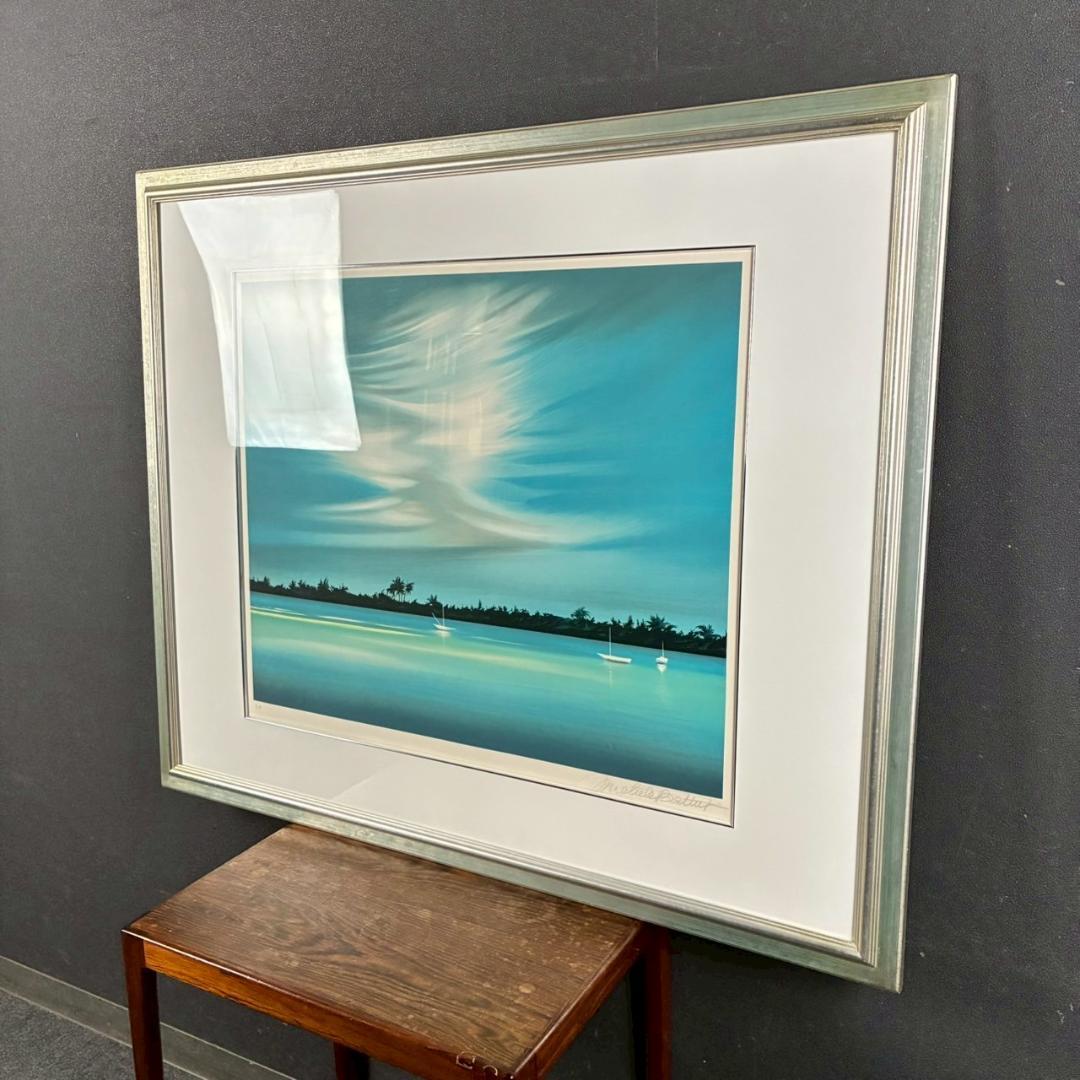 美品 ミッシェル・バテュ「トロピカル」リトグラフ 直筆サイン入 海の風景画