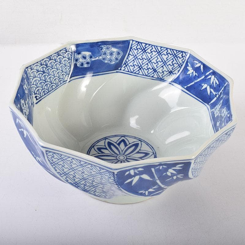 伊万里焼　五良太甫呉祥瑞造　染付棯文　菓子鉢　碌々斎極め箱　V　R7756C