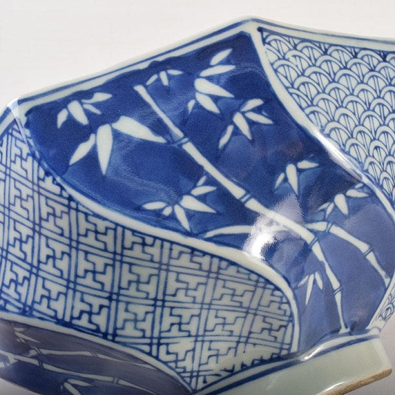 伊万里焼　五良太甫呉祥瑞造　染付棯文　菓子鉢　碌々斎極め箱　V　R7756C