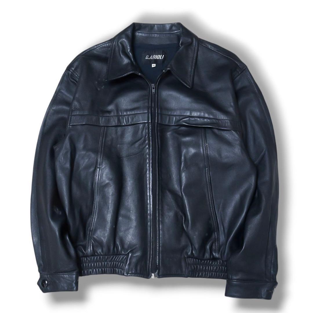 ラムレザー ショート丈ジャケット デザイン ジップブルゾン羊革 A-2 短丈