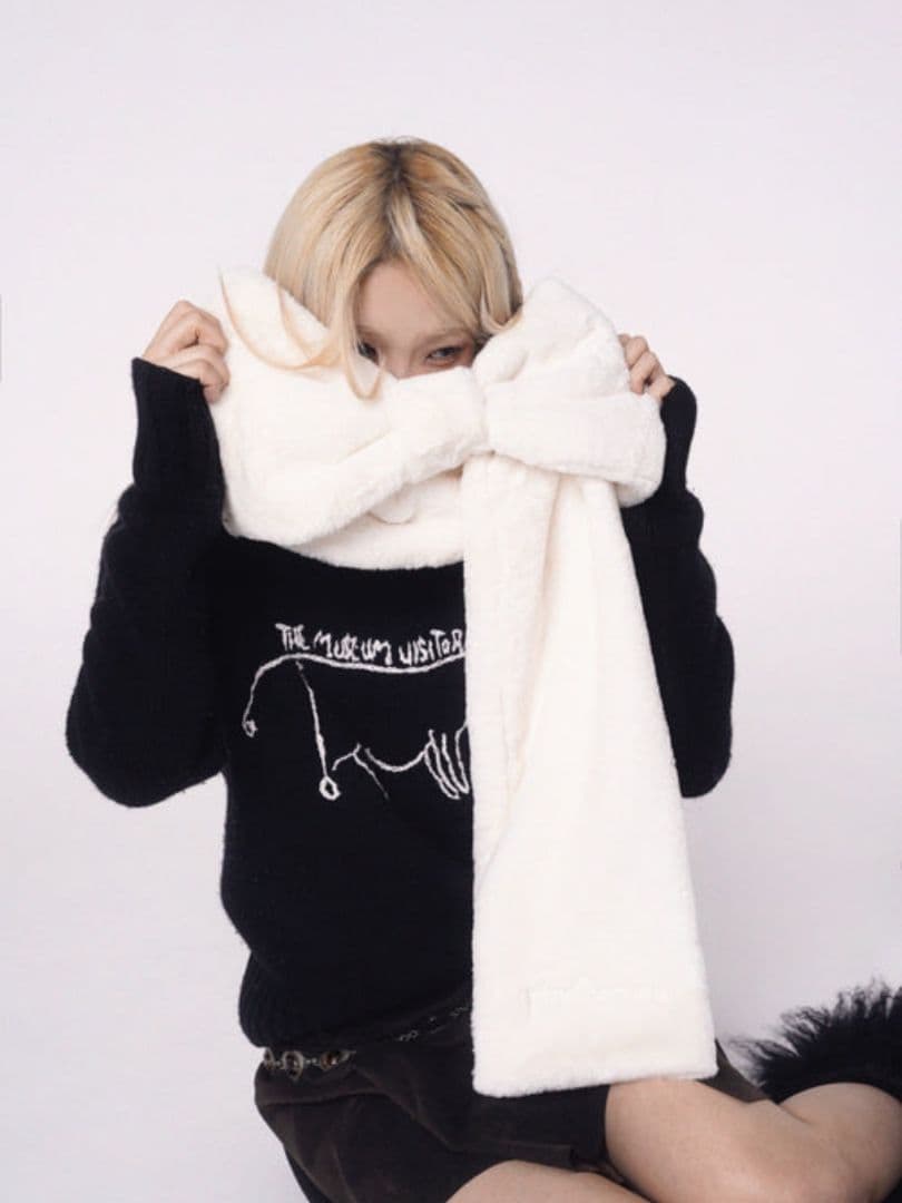 Pincunomaru リボンマフラー ガーリー マフラー 韓国 アパレル