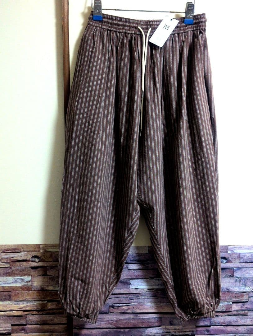 新品 Cambio コットンリネンストライプバルーンパンツ Sサイズ