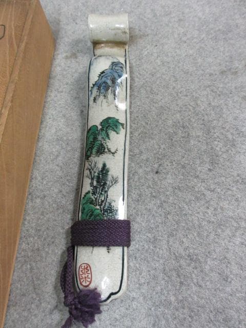 木米作山水図如意共箱 [B24873]