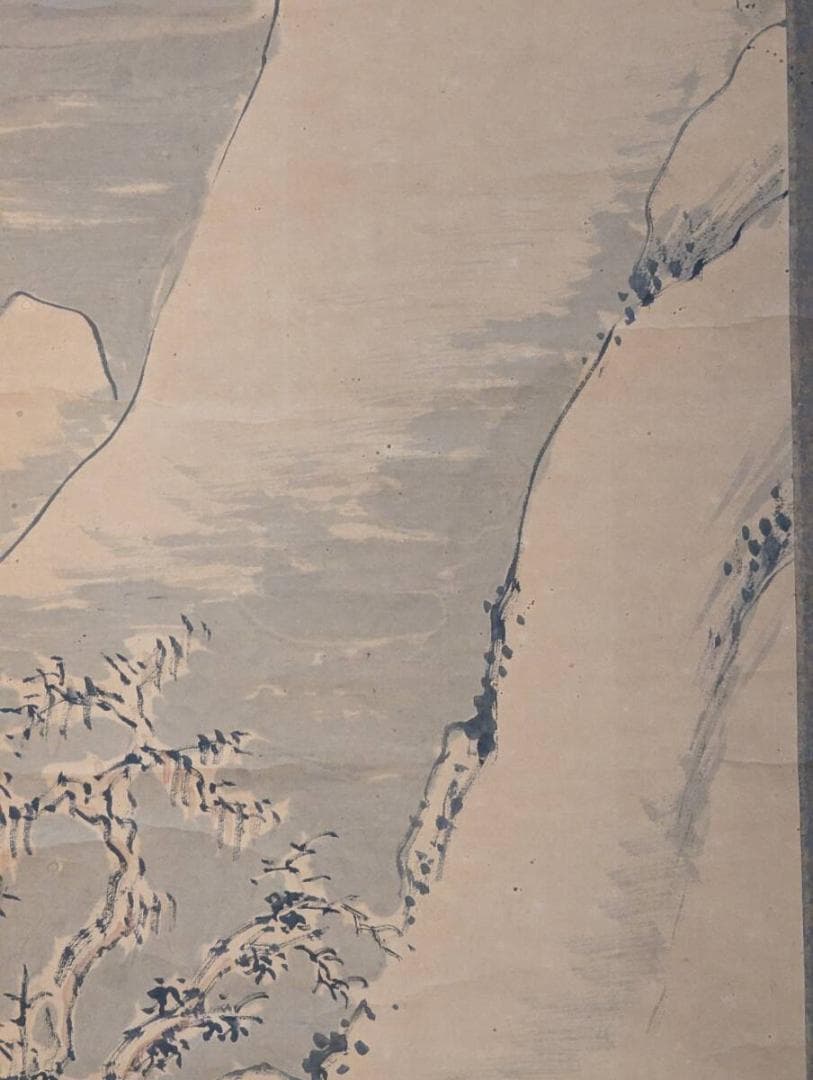 【真作】掛軸　雲嶺幽居図　静謐な墨の世界に浸る一幅　合箱入　T137