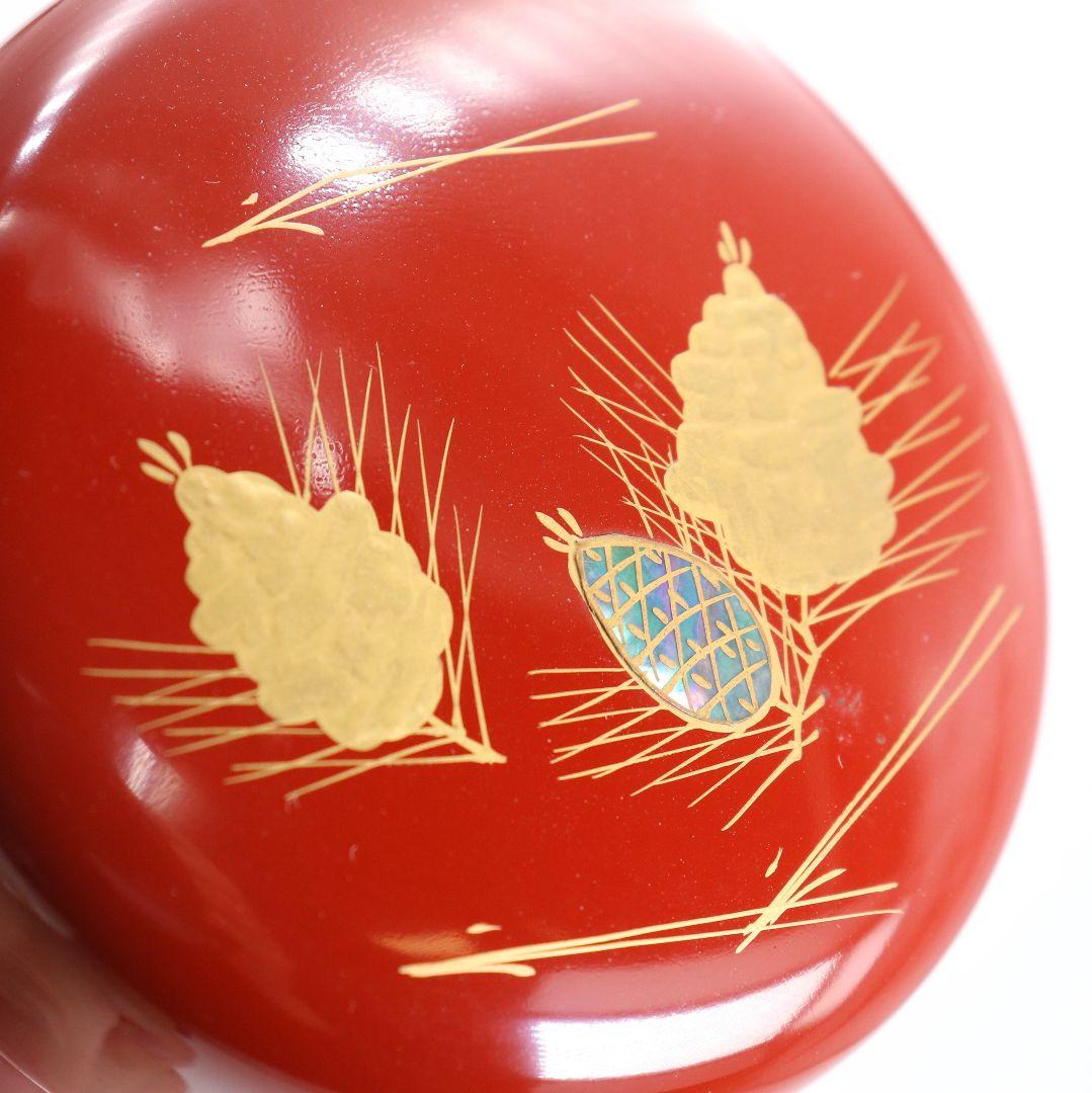 雲斎作 松蒔絵 棗 朱塗 茶道具 共箱　V879　N6