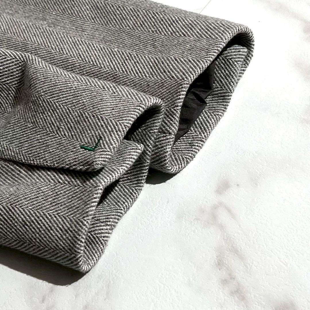 【未使用級/34】LACOSTE ラコステ チェスターコート ツイード グレー系