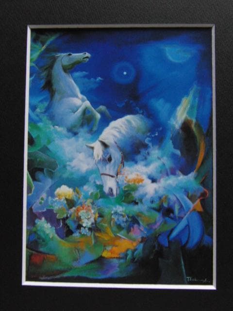 田嶌郁於、ファンタジー、希少な画集より、新品高級額、額装付、状態良好