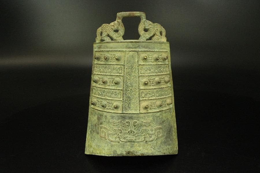 中国美術 青銅 釣鐘 饕餮紋 大小 四件 揃 書家旧蔵品(LC338)