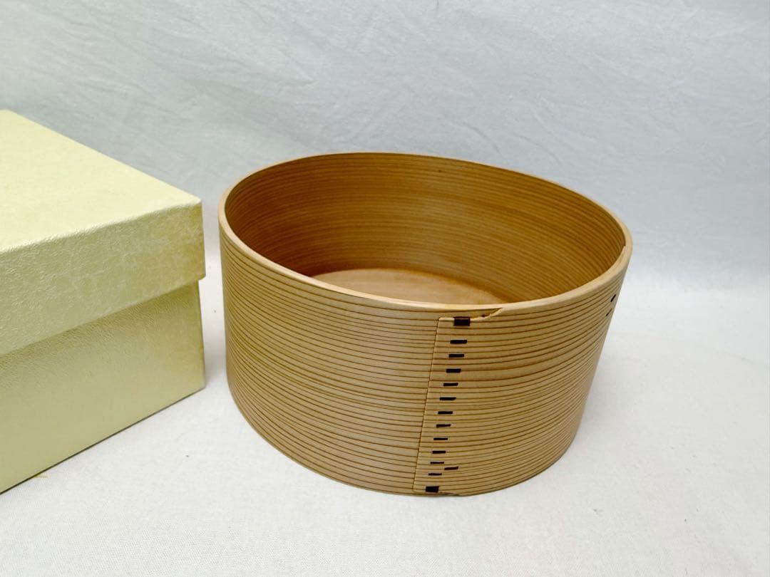 未使用 茶道具 曲物師 旭 明山作 曲建水 曲わっぱ 刻印有 元箱