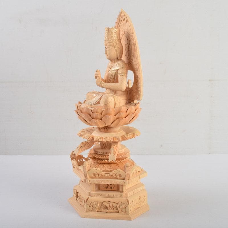 仏教美術　桧彫刻　大日如来像　仏像　華鬘台　C　8882