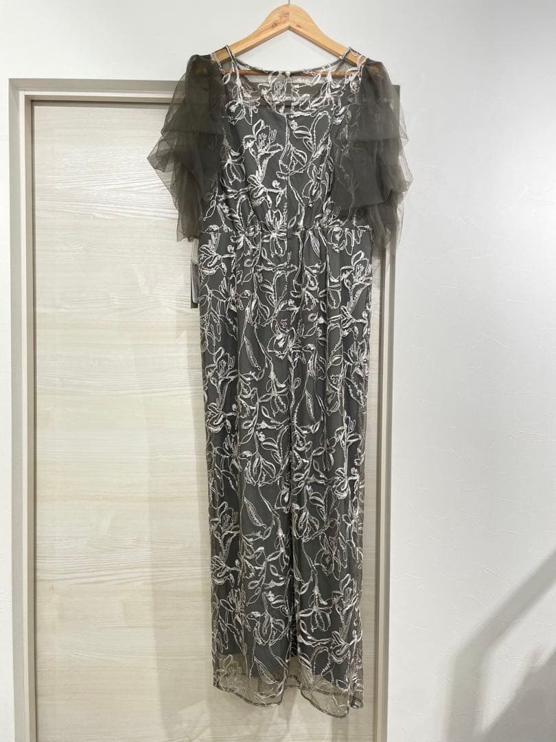 Dorry Doll フラッフィースリーブペンシルドレス チャコールグレー