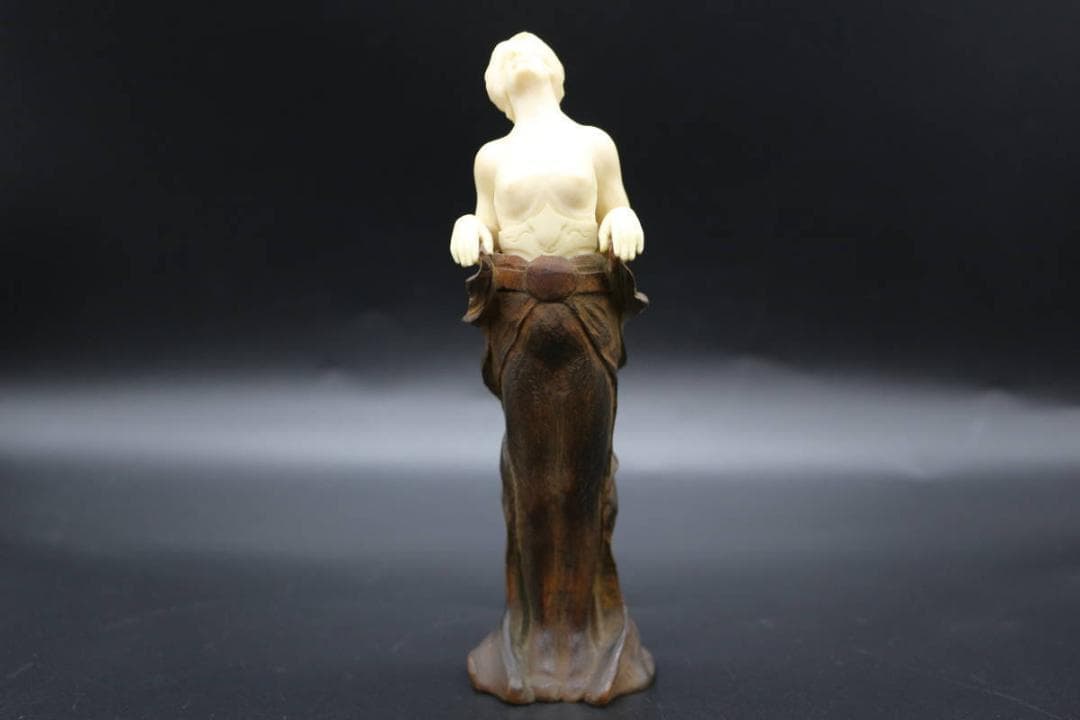 作家もの オブジェ アールヌーボー 裸婦像 木彫 彫刻 置物