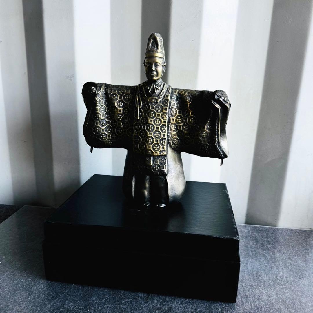 美品！扇の像 骨董品 置物 アンティーク 銅 扇 翁 銅物