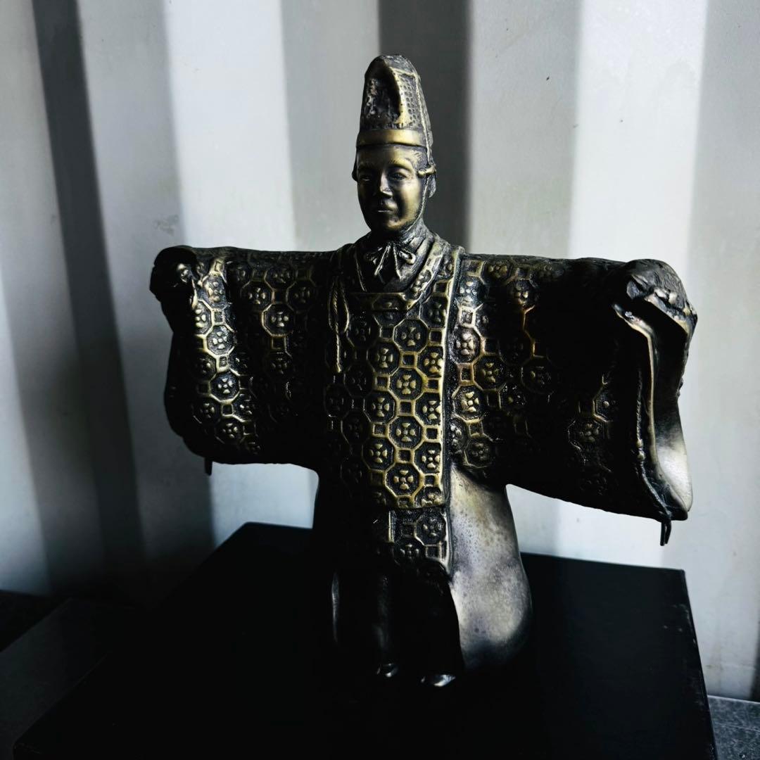 美品！扇の像 骨董品 置物 アンティーク 銅 扇 翁 銅物