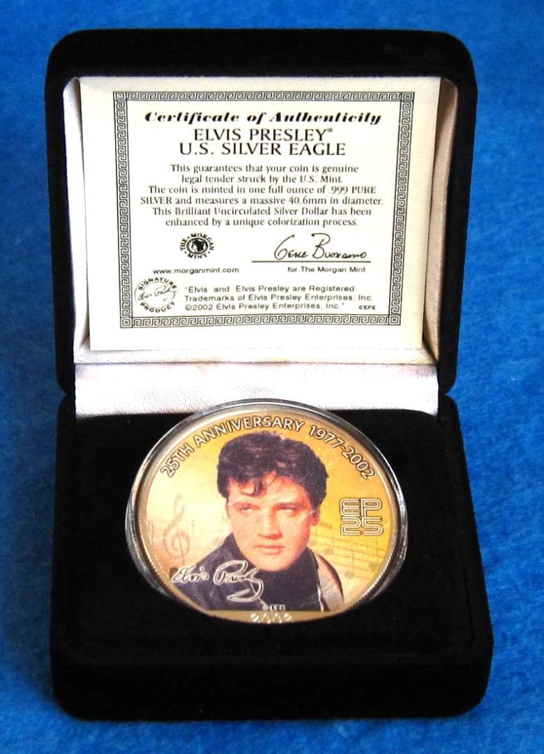 アメリカンシルバーイーグルカラー　１オンス銀貨　E・プレスリー２５周年記念　４枚